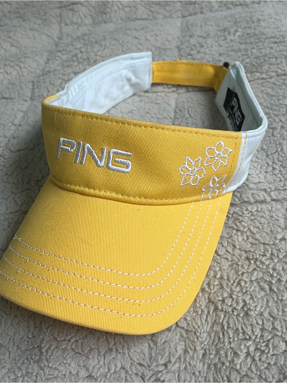 Y2K PING Visor with Embroidered Flowers